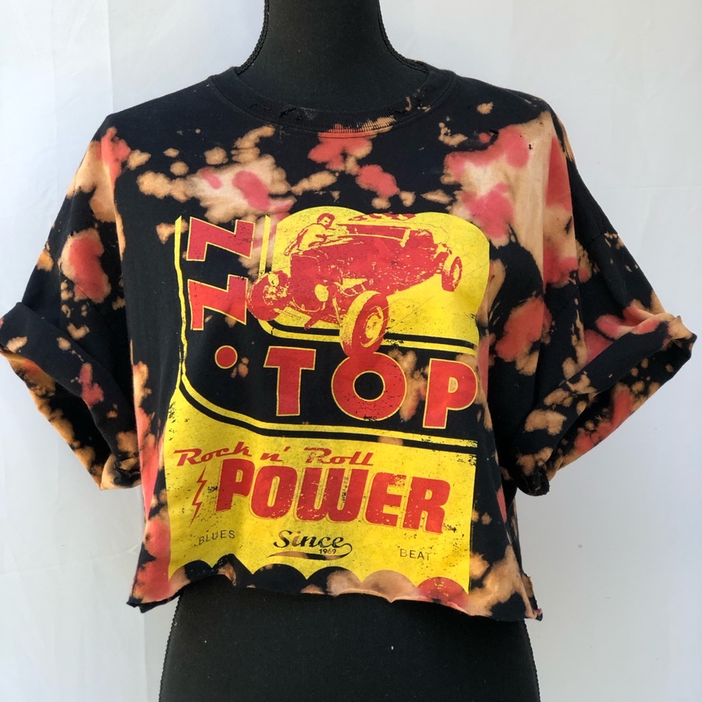 Vintage distressed ZZ crop top